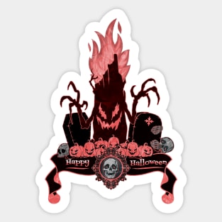 Happy Halloween Spooky Tree Red Sticker